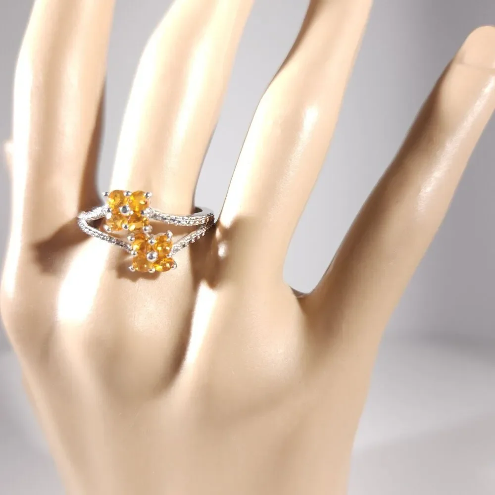Opal Fire Opal Flower Ring Sterling Silver Size 7-3/4